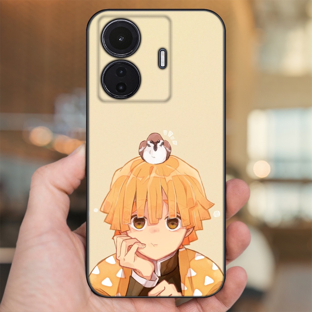 Ốp lưng Vivo S15e viền đen in hình Zenitsu Kimetsu no Yaiba