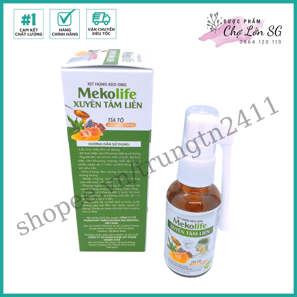 Xịt họng keo ong Mekolife Xuyên Tâm Liên hỗ trợ sạch miệng giảm đau họng - Chai 30ml