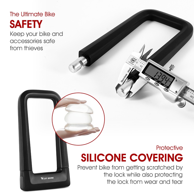 Ổ khóa WEST BIKING hình chữ U chống trộm tiện dụng cho xe đạp leo núi