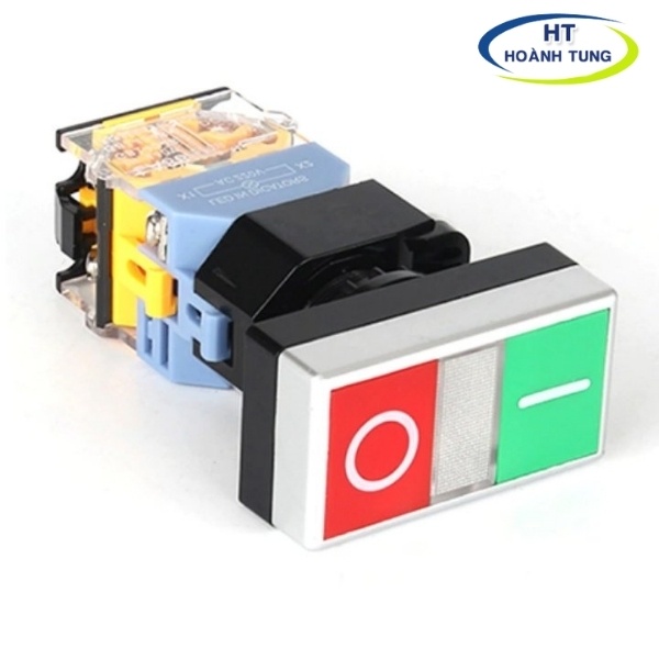 Công tắc nhấn đôi LA38-11DRG phi 22mm on-off có đèn led điện áp 24VDC, 220VAC