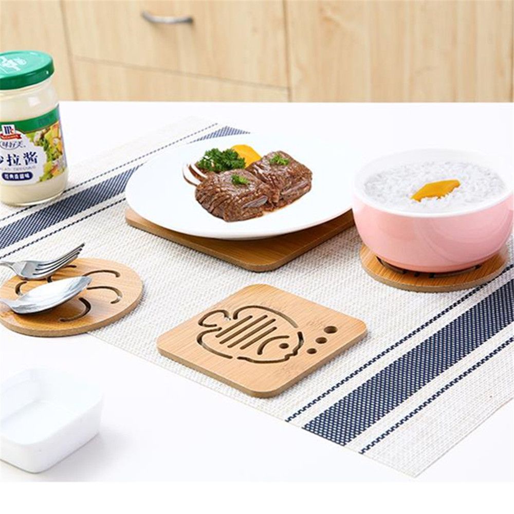 Tấm Lót Bàn Ăn Bằng Sợi Gỗ Chịu Nhiệt Chống Trượt Chống Bỏng Dễ Thương