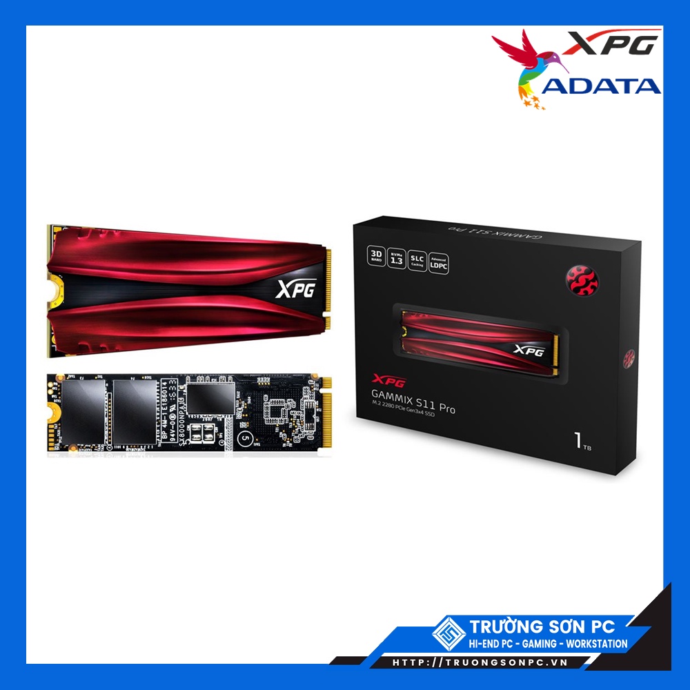 Ổ Cứng SSD ADATA GAMMIX S11 Pro 1TB M.2 2280 PCIe NVMe Gen 3x4 (Đọc 3500MB/s - Ghi 3000MB/s)-(AGAMMIXS11P-1TT-C)