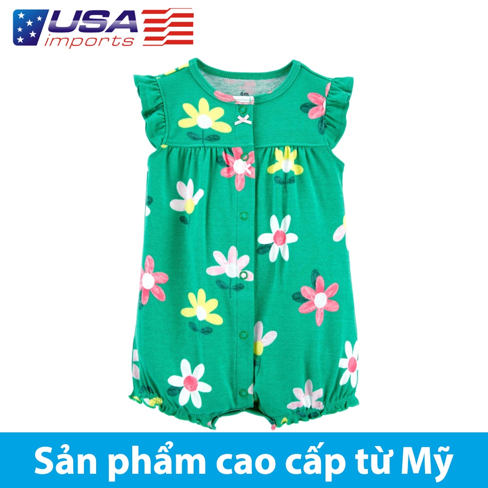 Áo liền thân dạng đùi cotton xanh hoạ tiết hoa Car-tờ Auth Từ Mỹ (1K537110)