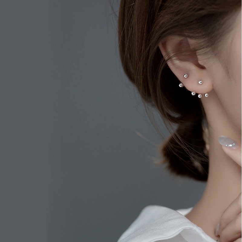 Khuyên Tai Bạc S925 Hình Tròn Nhỏ Đơn Giản Thời Trang Cho Nữ