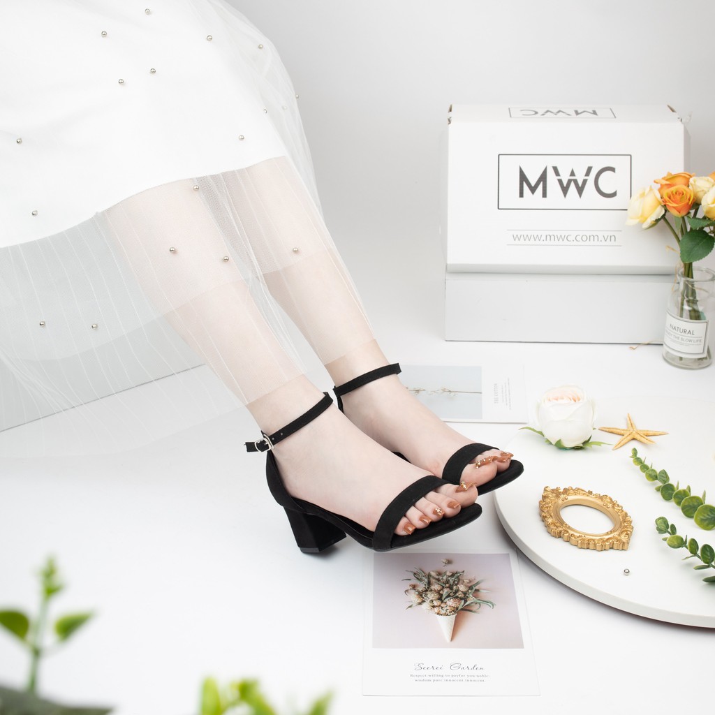 Giày Cao Gót Nữ MWC Da Lộn Quai Ngang Đế Vuông NUCG - 3695