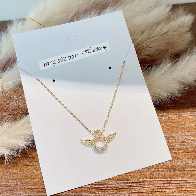 Dây chuyền titan nữ không gỉ mặt đôi cánh thiên thần phong cách thời trang nhẹ nhàng thanh lịch