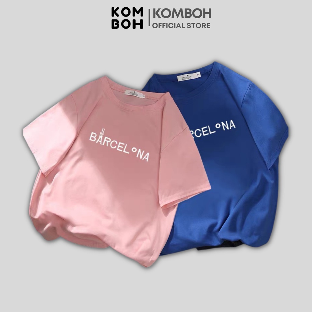 Áo thun nữ form rộng KOMOBH tay lỡ unisex đẹp oversize, áo phông nam nữ form rộng BARCEL KOMBOH A31