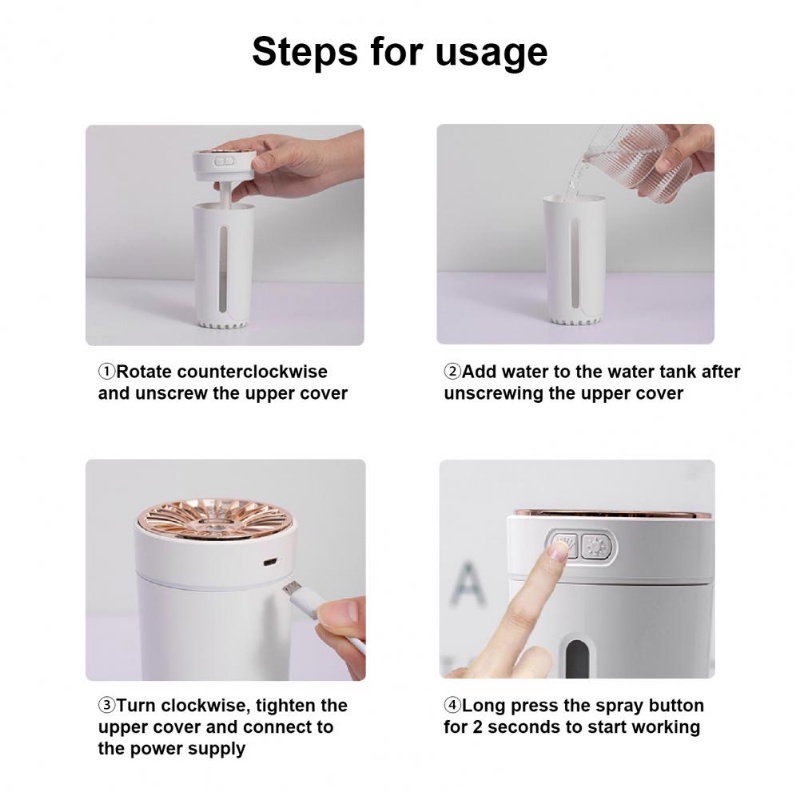 Mới Máy Phun Sương Tạo Độ Ẩm Không Khí Có Đèn Nhiều Màu