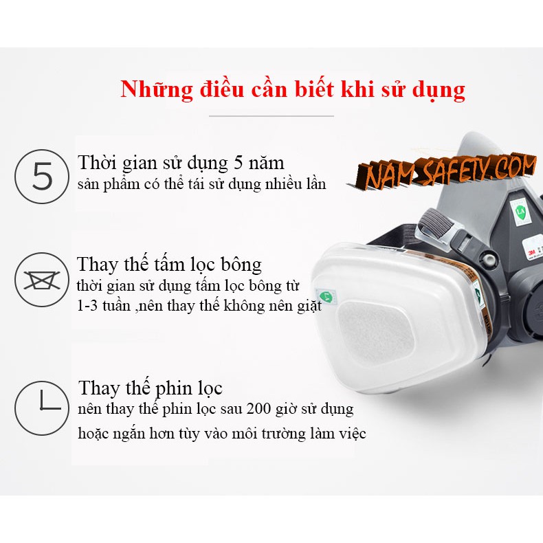 Khẩu trang mặt nạ phòng độc 3M 6200 , chống bụi mịn PM2.5 ,mặt nạ chống khói ,mặt nạ chống cháy