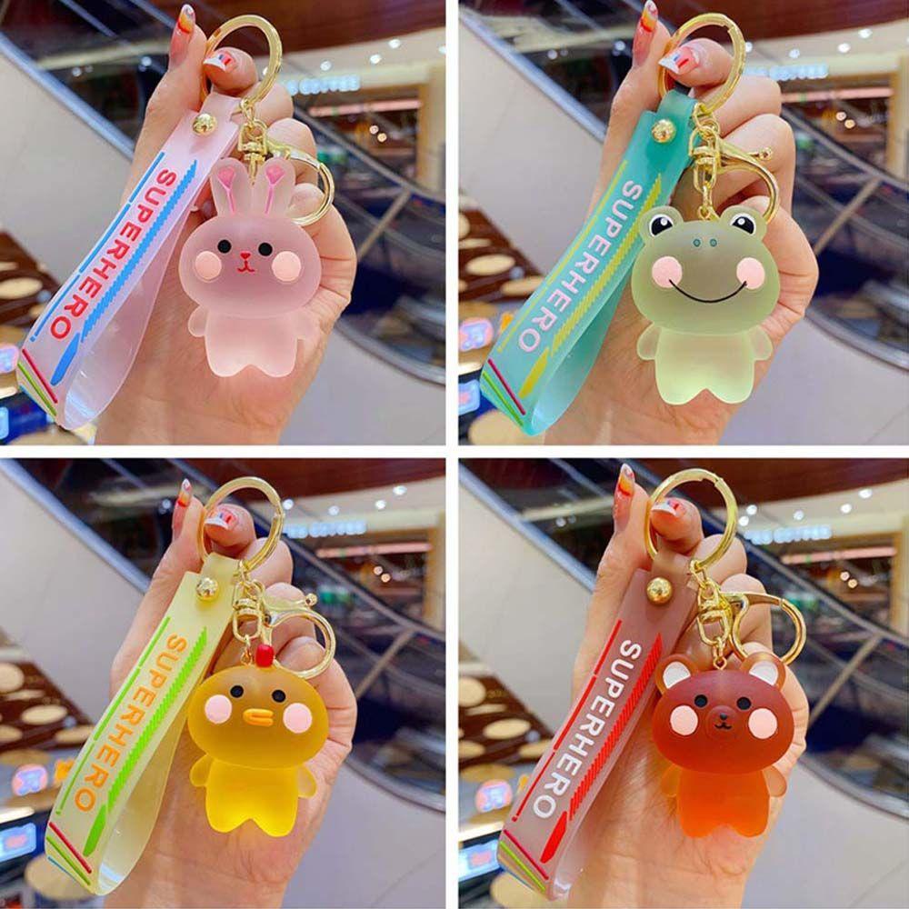 Móc Khóa Xe Hơi / Túi Xách Hình Chú Ếch / Thỏ Bằng Nhựa Resin Trong Suốt Dễ Thương