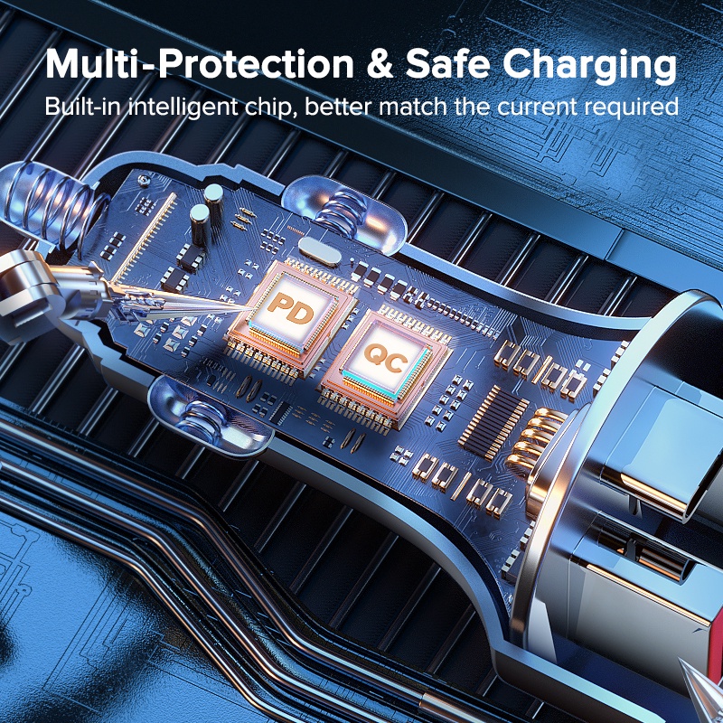 Tẩu Sạc Trên Ô Tô 3 Cổng USB 80W Type-C QC 3.0 Cho Huawei Samsung