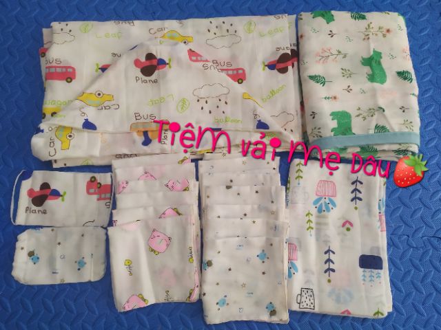 10 khăn sữa xô Nhật, xô sợi tre mềm mại 2 lớp, 4 lớp