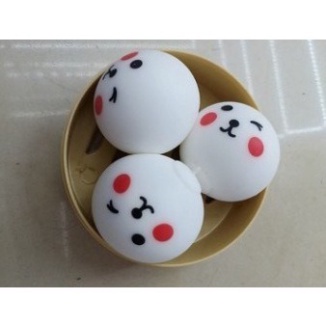 3 chiếc bánh bao màn thầu squyshi bánh chưng mềm mại hộp heo trắng thỏ hồng xinh xắn đáng yêu