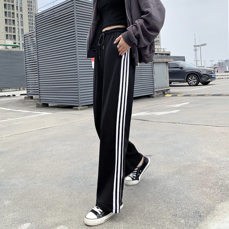 Quần thể thao SUXI ống rộng màu đơn giản thời trang xuân thu cho nữ