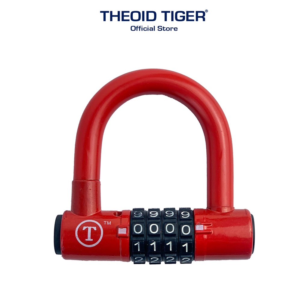 Ổ Khoá Chữ U Chống Trộm Mini Theoid Tiger mật khẩu 4 số dùng để khoá cửa hoặc xe máy xe đạp chống cắt - Hàng Chính Hãng