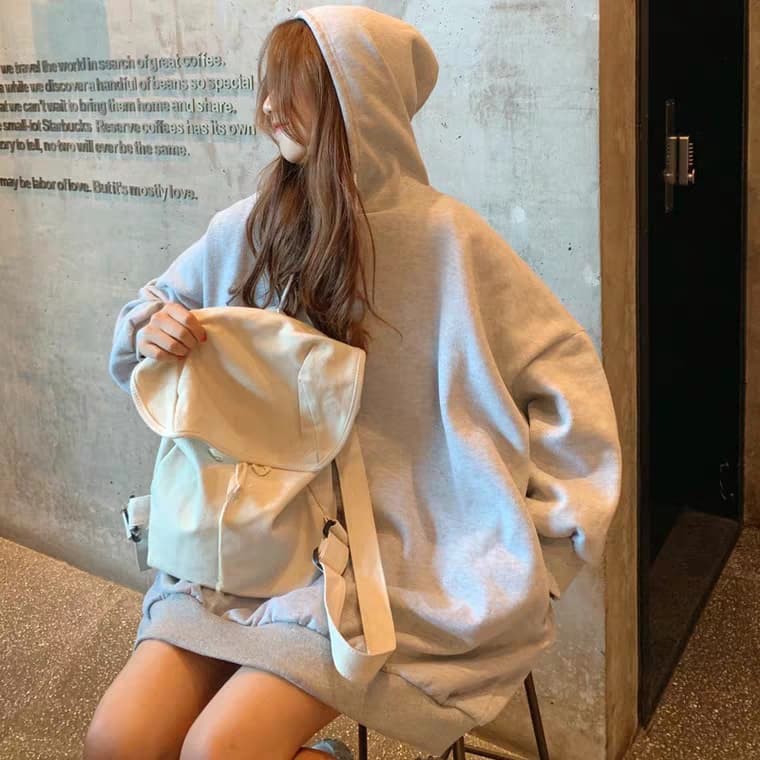 ORDER | ÁO HOODIE ULZZANG DÀI TAY FORM RỘNG TRƠN