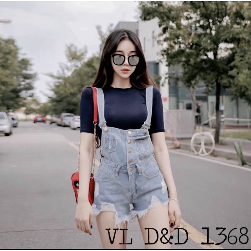 ▶️ Quần yếm rách 3 màu trắng, đen, xanh siêu cá tính. Size S M L