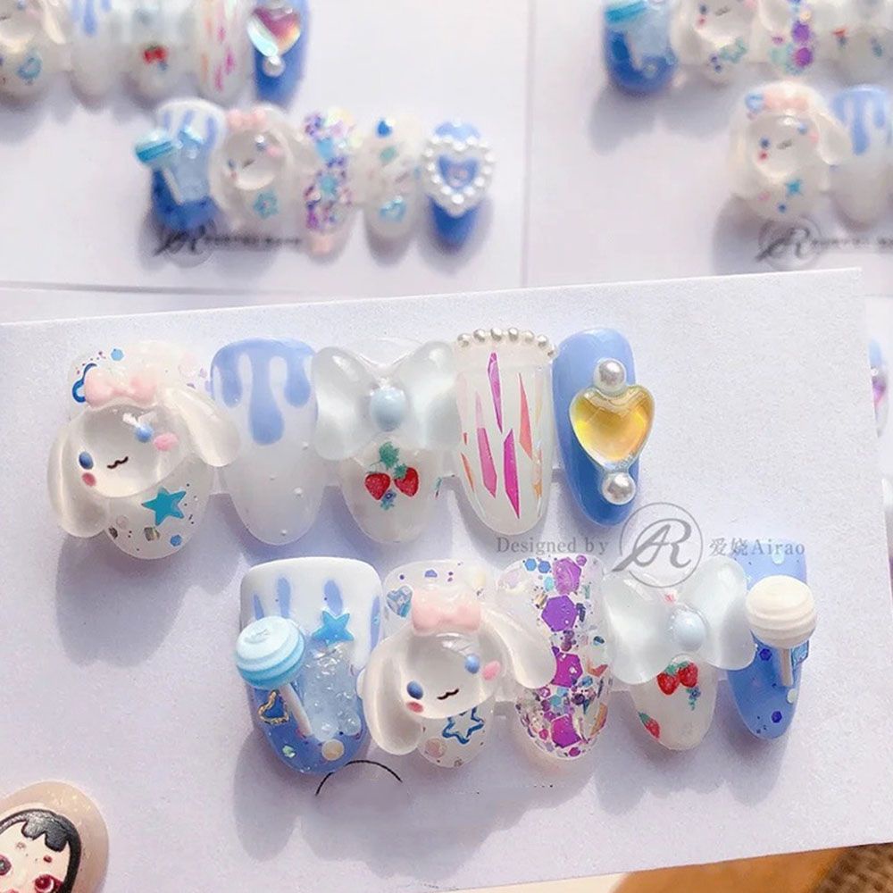 [Hàng mới về] Hạt Phụ Kiện Trang Trí Móng Tay Hình Chú Cún Tai To Bằng Nhựa Resin Bền Bỉ Màu Trong Suốt Đáng Yêu