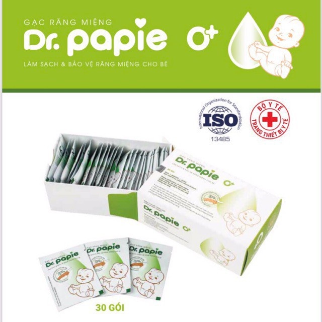 Gạc rơ lưỡi Dr. Papie hộp 30 miếng | Minizon Kids