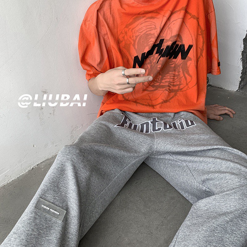 Quần dài thể thao ống rộng phong cách Hàn Quốc thời trang mùa hè năng động cho nam