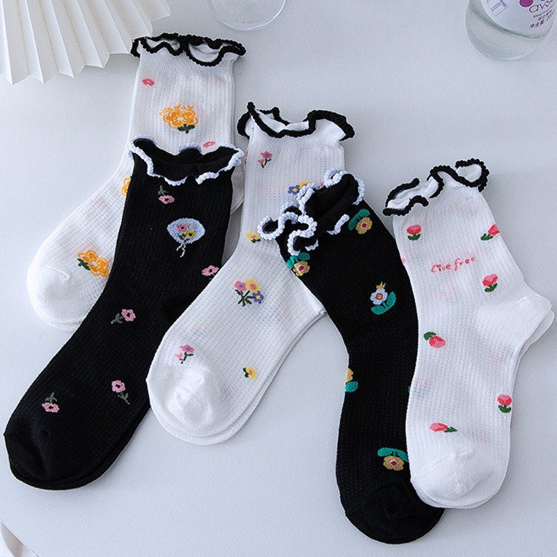 Tất nhún cổ bèo MOKANA tất cao cổ bèo dễ thương phong cách Hàn Quốc TC15