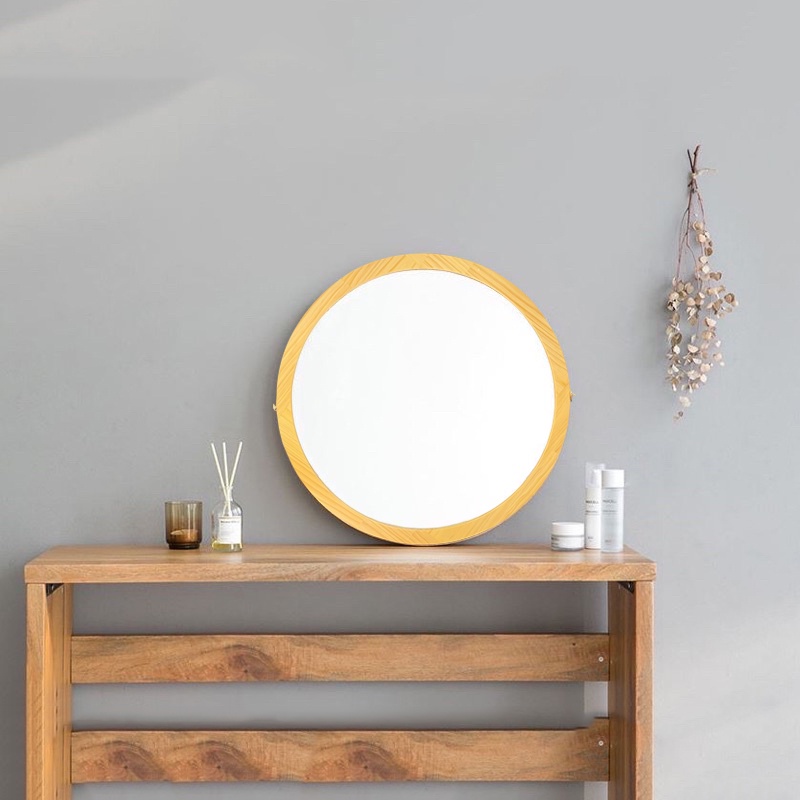 Gương tròn treo tường vền gỗ thông ⭐RẼ NHẤT SHOPEE⭐ Gương treo tường nhà tắm , bàn trang điểm , phòng ngủ cao cấp D50