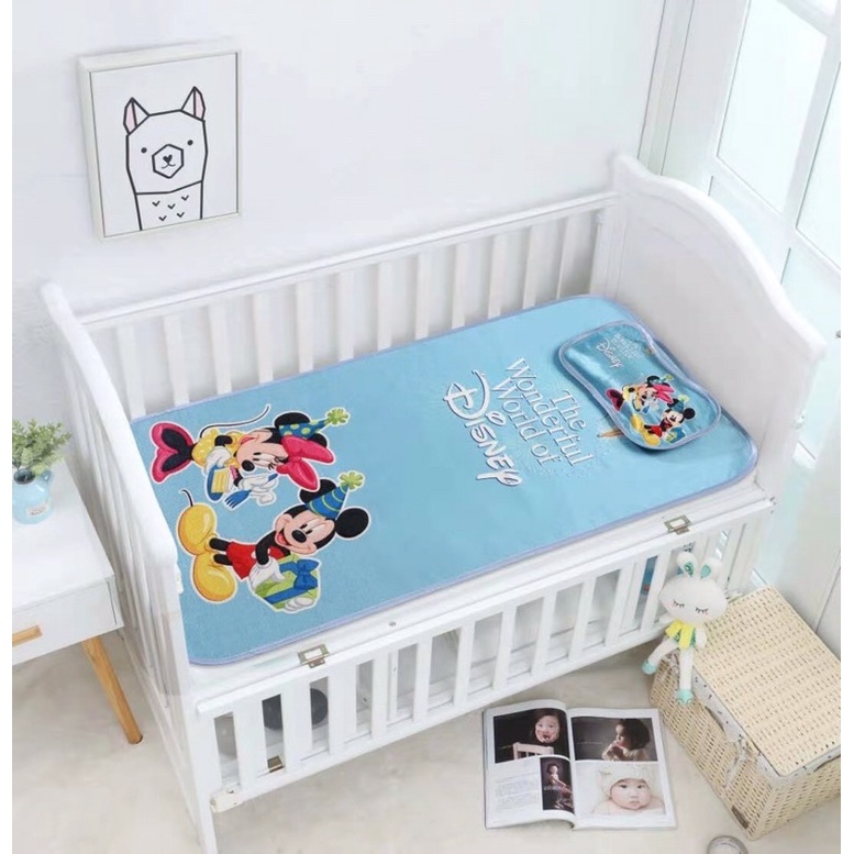 Chiếu Lụa Điều Hoà Cho Bé siêu đẹp siêu mát ( Size 60x100)kèm gối thảo dược