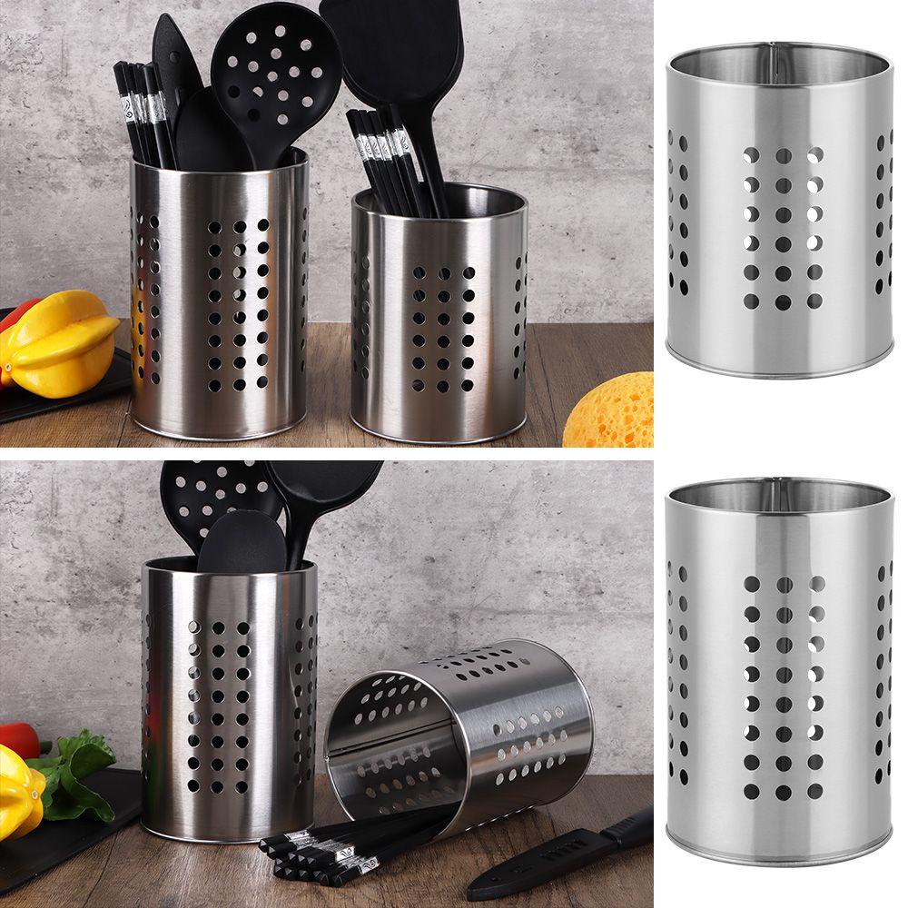YNATURAL Stainless Steel Cutlery Holder Stand Kitchen Tableware Cage Drainer Utensil Sink Storage Tools Home Multifunctional Water-Logging Basket