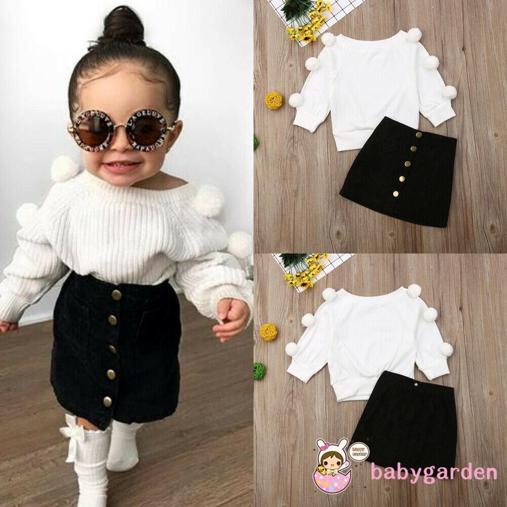 Set áo quả bông + Chân váy dễ thương cho bé gái