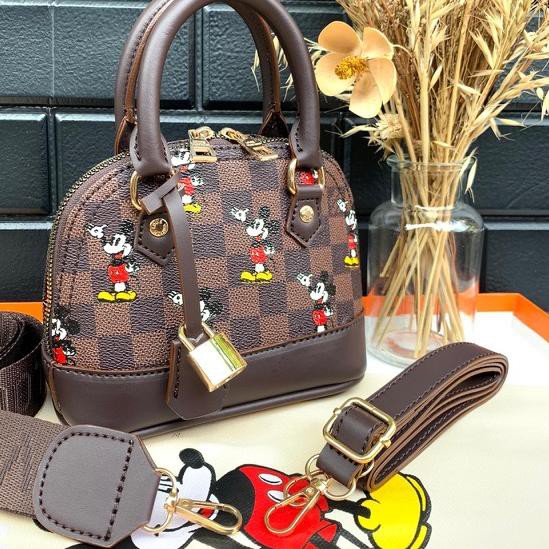 Lv Túi Xách + Ổ Khóa Hình Chuột Mickey Nhỏ Xinh Uk.18X14