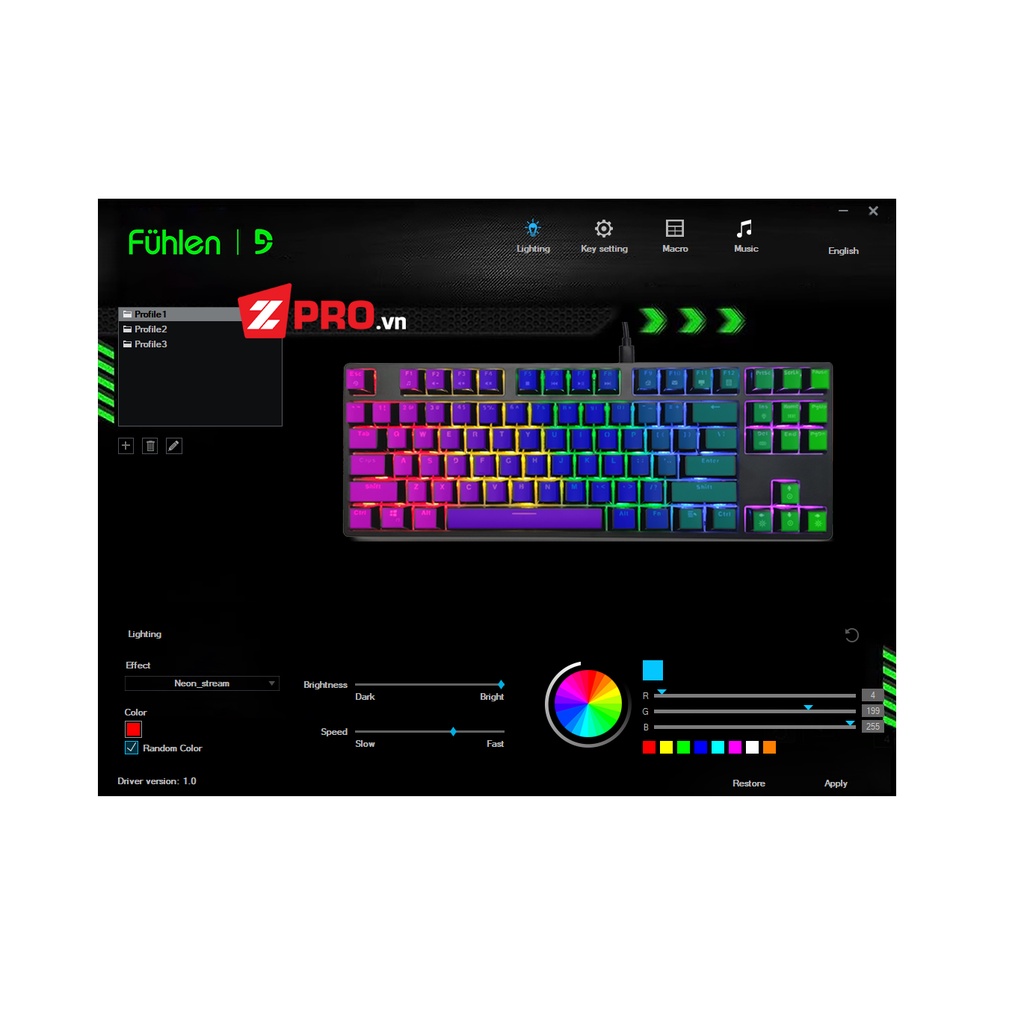 Bàn phím cơ Fuhlen D87s RGB