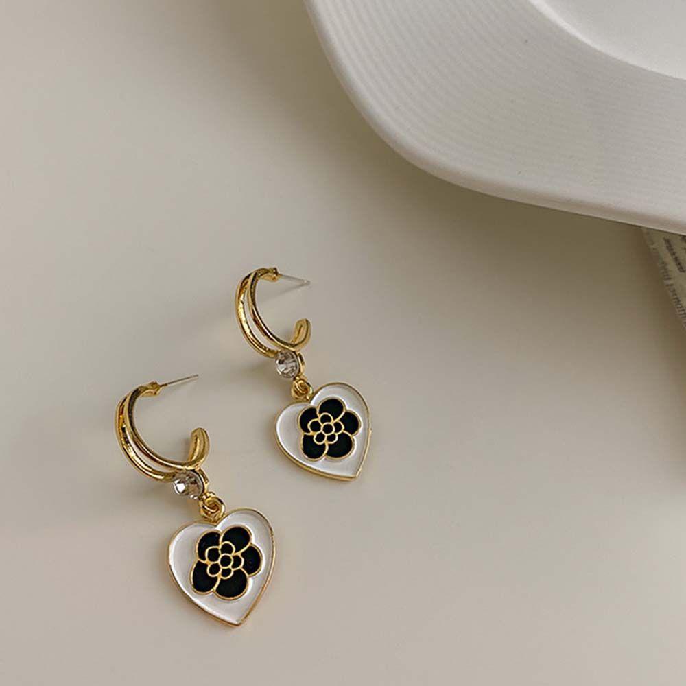 Bông Tai VANES1 Hình Hoa Trà Đen Phong Cách Hàn Quốc Thời Trang