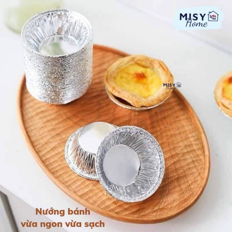 Set 100 Bát bạc nướng hàu , nướng bánh tart trứng bông lan, thực phẩm màng nhôm dùng trong lò nướng nồi chiên không dầu