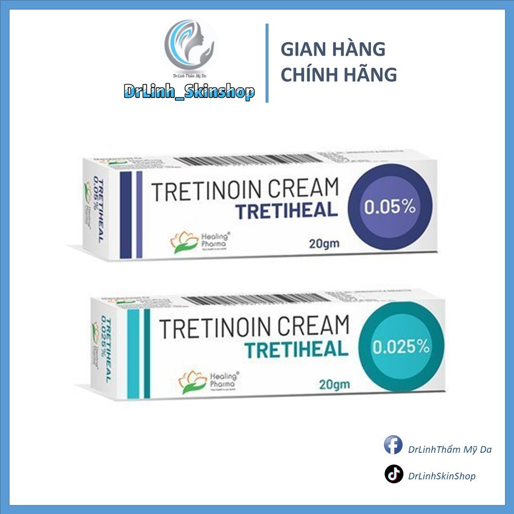 Tretinoin Tretiheal Cream USP kem hỗ trợ giảm mụn căng bóng da và chống lão hóa TM06