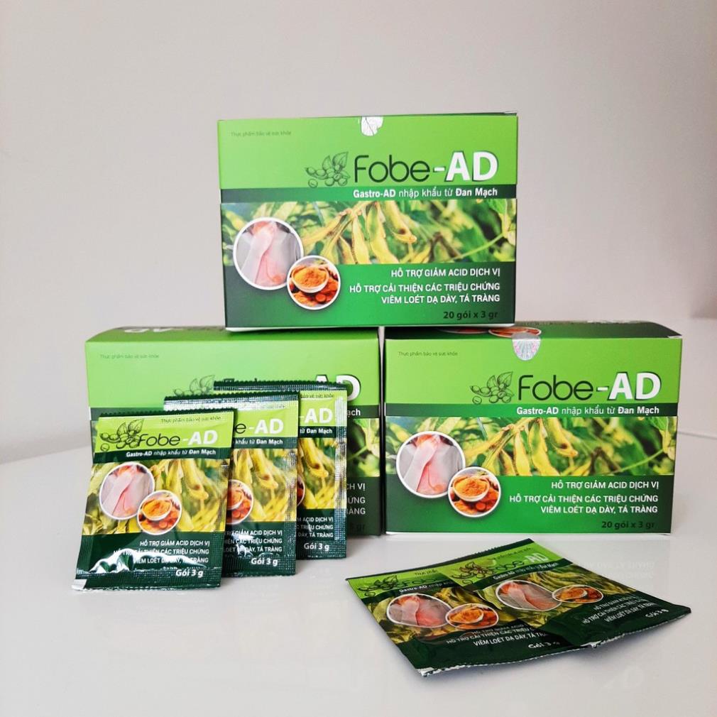 Gói uống Fobe AD – Hỗ trợ giảm nhanh ợ nóng, giảm triệu chứng bệnh dạ dày (Hộp 20 gói)