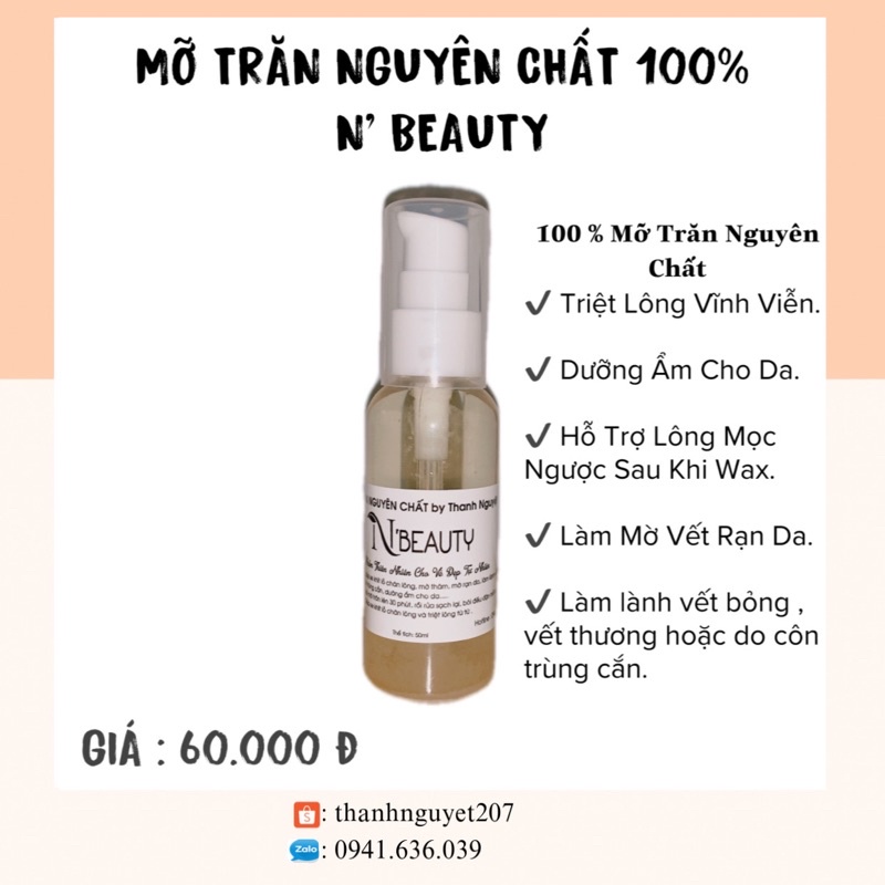 MỠ TRĂN NGUYÊN CHẤT [ 100% Thiên Nhiên ] Triệt Lông