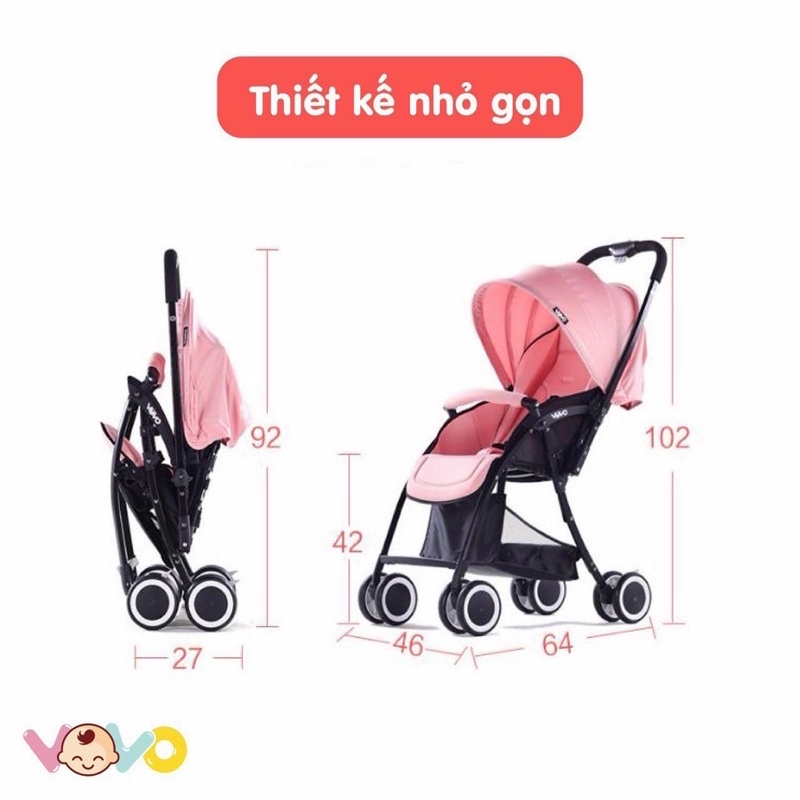 (Nhập khẩu chính hãng  XE ĐẨY VOVO 2 CHIỀU GẤP GỌN - DÒNG XE SANG TRỌNG ĐẸP MẮT GỌN NHẸ HỢP TÚI TIỀN.