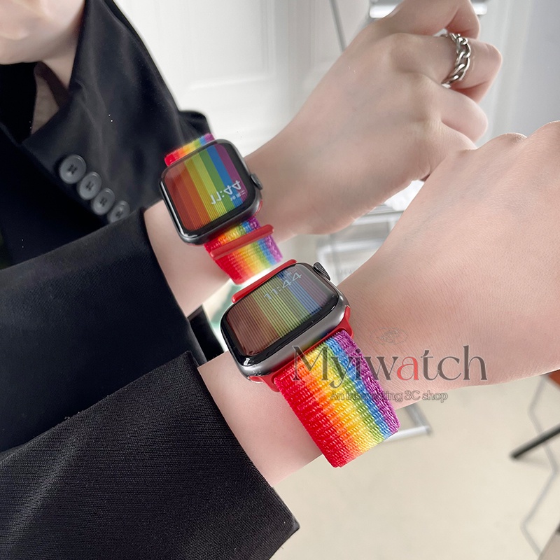 Dây Đeo Thể Thao Co Giãn 45mm 41mm 44mm 40mm 38mm 42mm Cho iWatch serie 7 6 5 4 SE 3 2 1