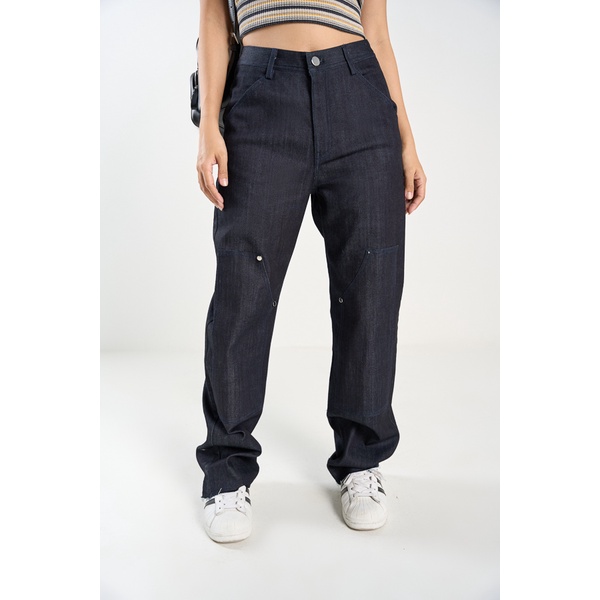 Quần Maybi  dài ống suông jean đắp túi kiểu