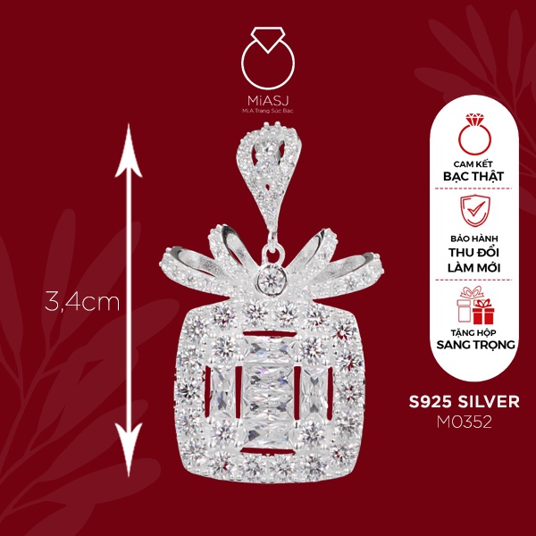 Mặt dây chuyền nữ Bạc Ý S925 MiASJ mặt xoàng nhiều kiểu đính đá Cz sáng đẹp cao cấp M7