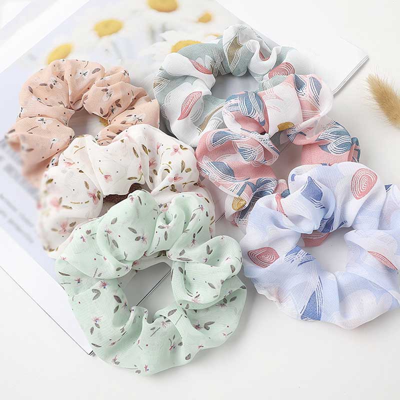 Dây Buộc Tóc Vải Chiffon Họa Tiết Da Báo Thời Trang Cho Nữ