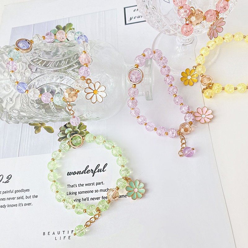 Vòng Tay Đính Hạt Pha Lê Hình Hoa Phong Cách Nhật Hàn Cho Nữ | BigBuy360 - bigbuy360.vn