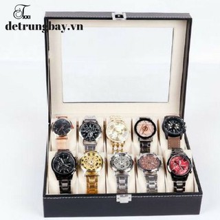Hộp đựng đồng hồ 10 ngăn vỏ da