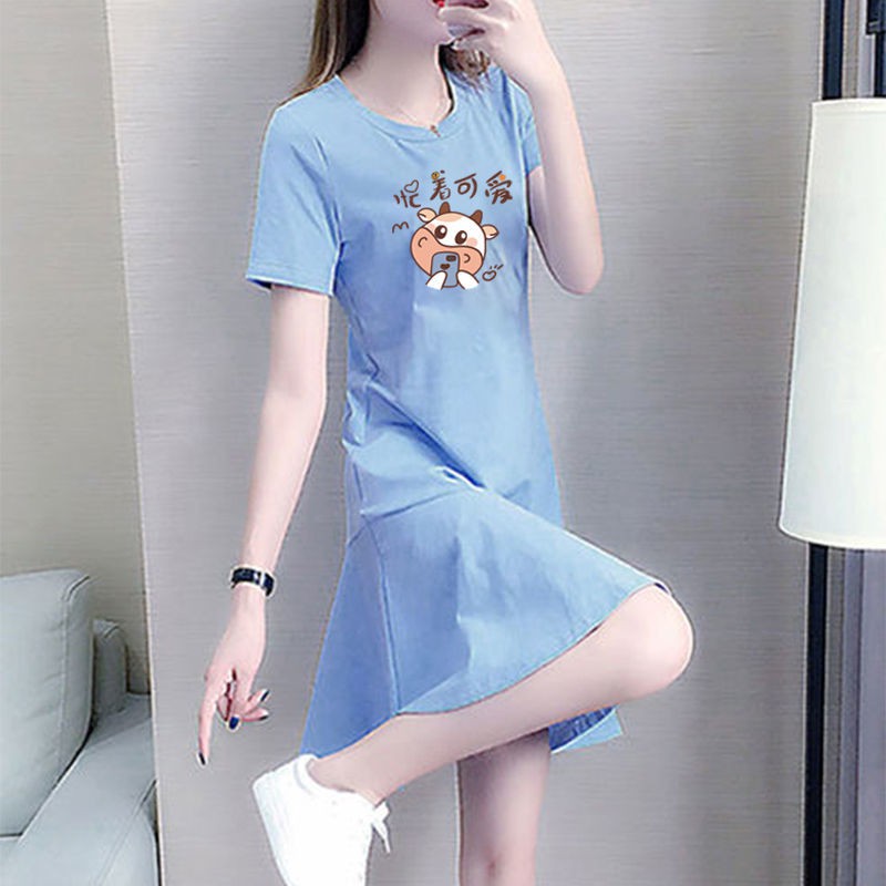 Đầm Thun Cotton Đuôi Cá Dáng Rộng Thời Trang Mùa Hè Cho Nữ