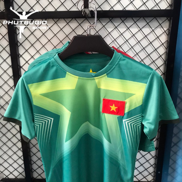 Áo Bóng Đá, Áo Đá Banh Trẻ Em VIỆT NAM MÀU XANH Mẫu Mới - Phút Bù Giờ Sport