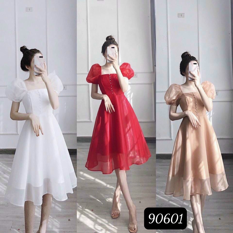 (Top bán chạy) Đầm tay phồng trễ vai cực HOT - Hàng thiết kế cao cấp | BigBuy360 - bigbuy360.vn