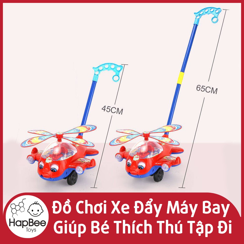 Đồ chơi xe đẩy hình máy bay phát  tiếng chuông ngộ nghĩnh giúp bé thích thú tập đi, có chỉnh được độ cao