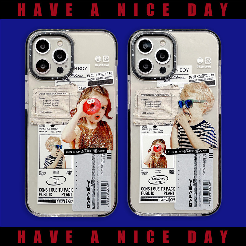 Ốp Điện Thoại Chống Rơi Hình Bé Trai / Bé Gái Cho iphone 11 pro max x iphone 12 13 14pro max