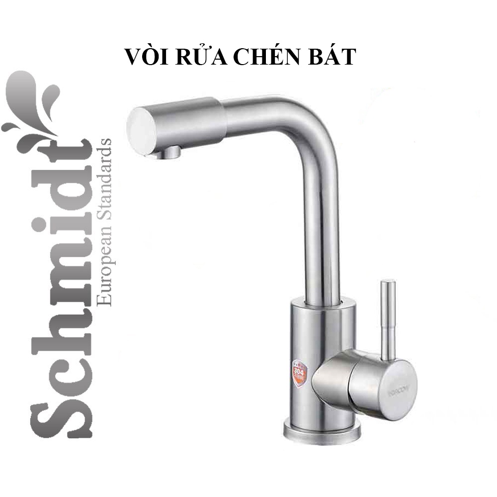 Vòi rửa chén bát cao cấp Schmidt inox 304, gắn bồn nóng lạnh bền đẹp-Hàng chính hãng