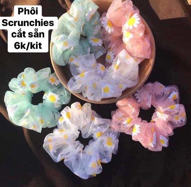 V299🌈 VẢI MAY SCRUNCHIES CẮT SẴN +CHUN, KIM, CHỈ